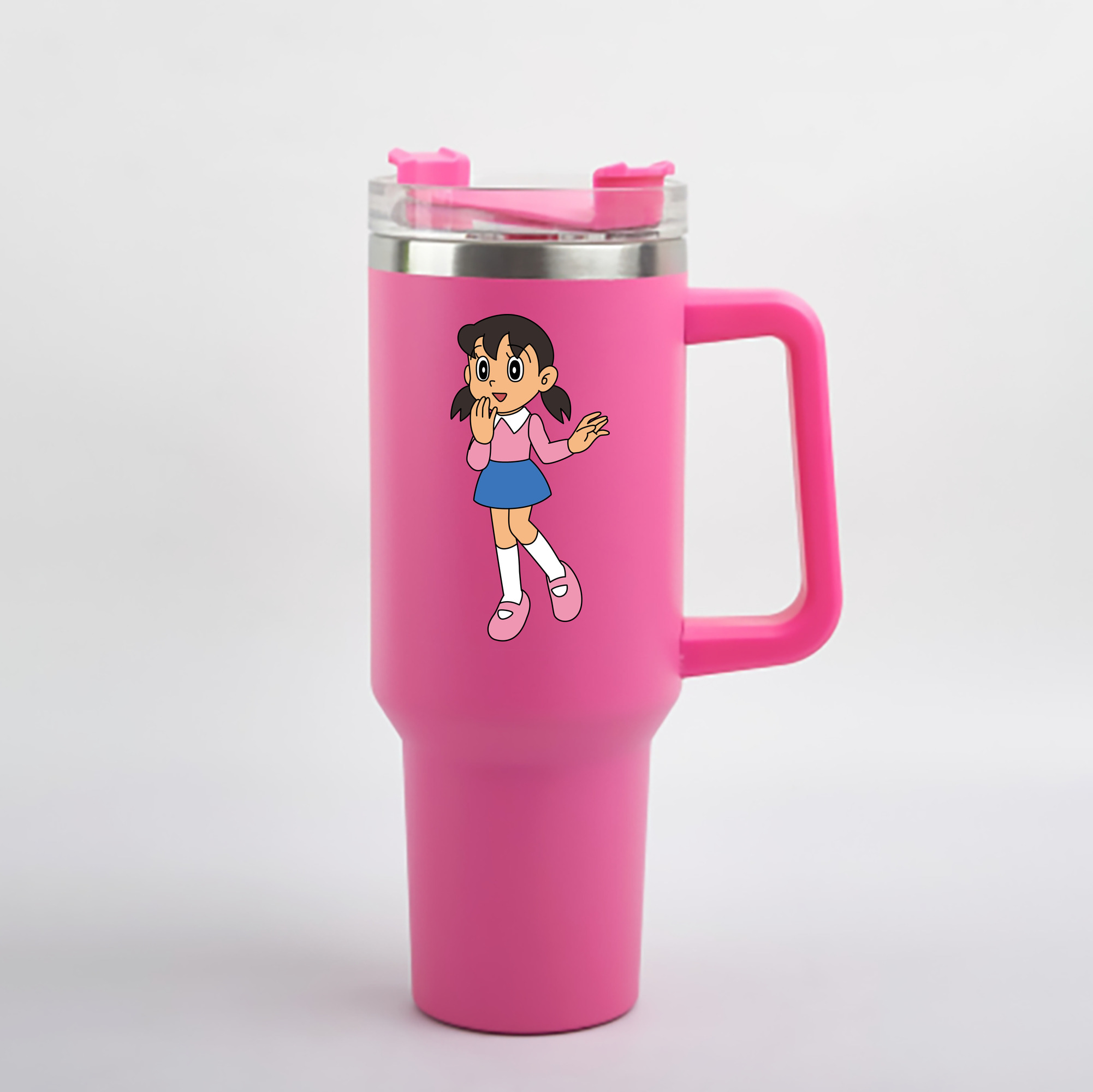 （画像用） ドラえもん みなもと しずか Doraemon Shizuka Minamoto 1200mL車用タンブラー - クリスタルステッカー（プラスチックストロー付き）